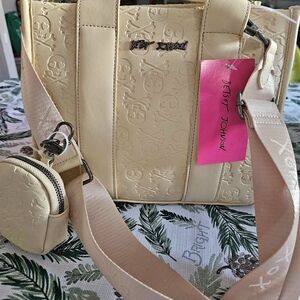 XOXO Beige Embossed Tote Bag